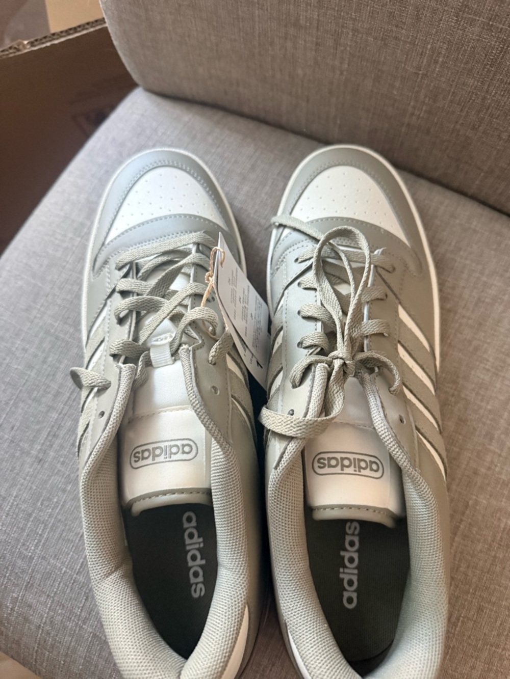 adidas Men's Athletic Sneakers in Light Gray, White & Gum - Picture 2 of 4